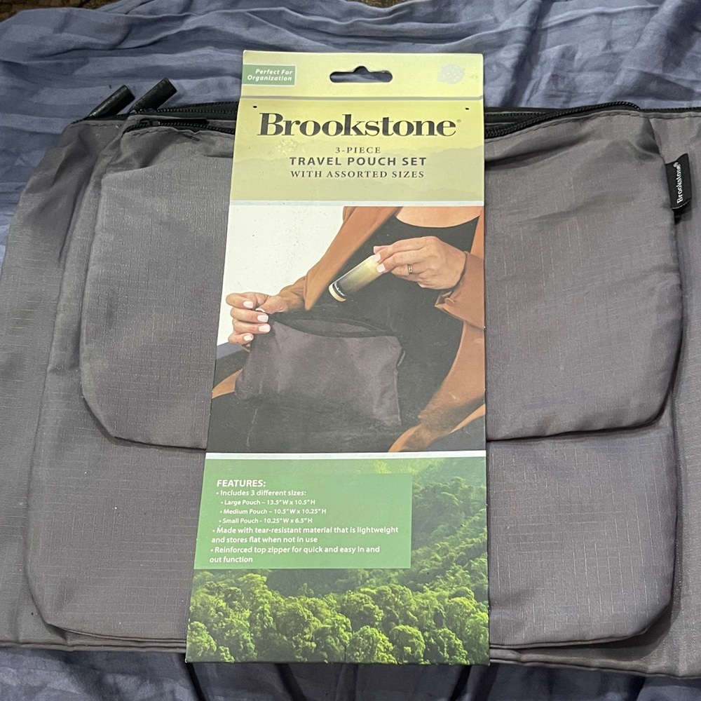 Brookstone Charcoal Travel Pouch Set